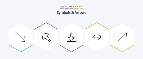 symboles et flèches pack d'icônes de 25 lignes comprenant. en haut. bas. droite. droite vecteur