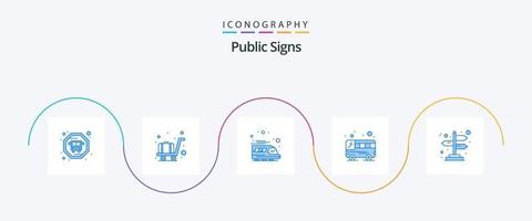 panneaux publics bleu 5 pack d'icônes comprenant. bus. direction vecteur
