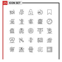 25 icônes créatives signes et symboles modernes d'interface drapeau sécurité fruits aliments éléments de conception vectoriels modifiables vecteur