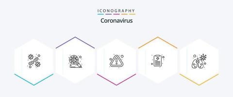 pack d'icônes coronavirus 25 lignes comprenant. dossier patient. Sécurité. tableau de santé. Attention vecteur