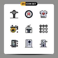 ensemble de 9 symboles d'icônes d'interface utilisateur modernes signes pour les vacances vacances amour gondole palette éléments de conception vectoriels modifiables vecteur