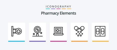 pack d'icônes de la ligne 5 des éléments de la pharmacie, y compris la médecine. santé. pilules. recherche. pilules. conception d'icônes créatives vecteur