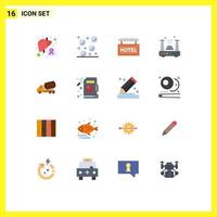 groupe de 16 signes et symboles de couleurs plates pour les choses de camion routeur d'hôtel internet pack modifiable d'éléments de conception de vecteur créatif