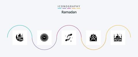 pack d'icônes ramadan glyph 5 comprenant shahada. mains . dîner . Foi . vecteur