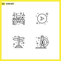 4 icônes créatives signes et symboles modernes de la table de direction de l'ordinateur panneau de direction éléments de conception vectoriels modifiables vecteur