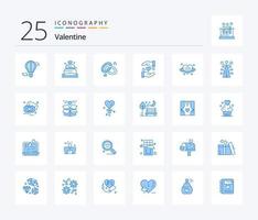 pack d'icônes de couleur bleu saint valentin 25, y compris le mariage. partage. mariage. l'amour. bague de fiancaille vecteur