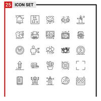 ensemble de 25 symboles d'icônes d'interface utilisateur modernes signes pour le développement du sport de feu légumes de gym éléments de conception vectoriels modifiables vecteur