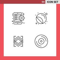 4 icônes créatives signes et symboles modernes des couches d'engrenages couche d'imprimante de téléphone intelligent éléments de conception vectoriels modifiables vecteur