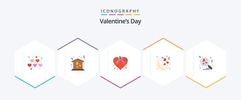 pack d'icônes plat saint valentin 25 incluant la recherche. cœur. l'amour. valentines. lune vecteur