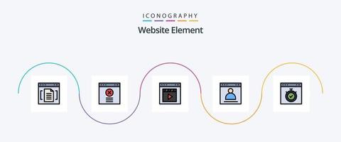ligne d'élément de site Web remplie de 5 icônes plates, y compris le profil. connexion. le navigateur. interface. film vecteur