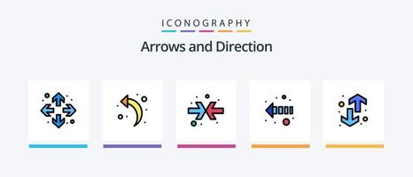 ligne de flèche remplie de 5 packs d'icônes, y compris les transferts. direction. La Flèche. en haut à gauche. direction. conception d'icônes créatives vecteur