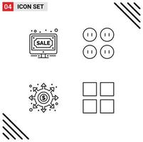 symboles d'icônes universels groupe de 4 couleurs plates modernes de la vente aux enchères trou noir portail de vêtements en ligne éléments de conception vectoriels modifiables vecteur
