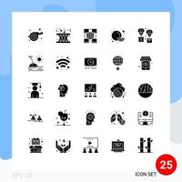 pack de 25 signes et symboles de glyphes solides modernes pour les supports d'impression web tels que la livraison logistique internet air fruits éléments de conception vectoriels modifiables vecteur