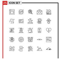 25 icônes créatives signes et symboles modernes de l'industrie boîte de réception recherche e-mail contact éléments de conception vectoriels modifiables vecteur