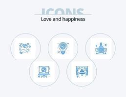 pack d'icônes d'amour bleu 5 conception d'icônes. bouteille. idée. se soucier. cœur. ampoule vecteur