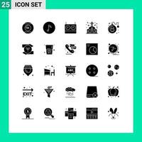 ensemble de 25 symboles d'icônes d'interface utilisateur modernes signes pour jeu bombe échecs mariage église éléments de conception vectoriels modifiables vecteur