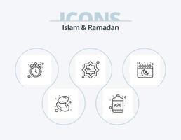 conception d'icônes pack 5 d'icônes de ligne islam et ramadan. prière. Islam. livre. livre. mousseline vecteur