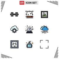 9 icônes créatives signes et symboles modernes d'alarme nuage image informatique nuage éléments de conception vectoriels modifiables vecteur