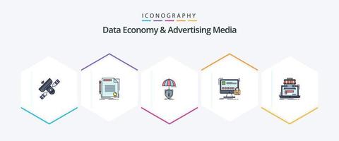 économie de données et médias publicitaires 25 pack d'icônes fillline comprenant un verrou. protéger. document. protéger. sécurité vecteur