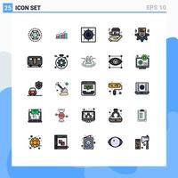 ensemble de 25 symboles d'icônes d'interface utilisateur modernes signes pour la configuration de la boutique augmenter les préférences de sécurité éléments de conception vectoriels modifiables vecteur