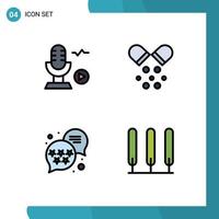 4 couleurs plates vectorielles thématiques remplies et symboles modifiables d'éléments de conception vectoriels modifiables de cyprès de médecine vocale de rang de microphone vecteur