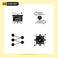 ensemble de pictogrammes de 4 glyphes solides simples d'éléments de conception vectoriels modifiables de l'espace logistique des ventes de chiffre d'affaires vecteur