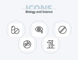 pack d'icônes de ligne de biologie 5 conception d'icônes. la science. Médicament. bactéries. chimie. l'amour vecteur