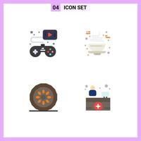 4 icônes créatives signes et symboles modernes du contrôleur dîner jeu vidéo tasse cuisine éléments de conception vectoriels modifiables vecteur