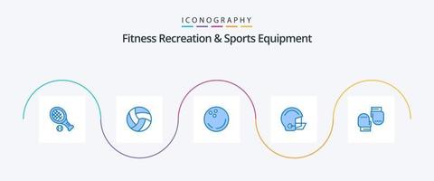 équipement de loisirs et de sport de fitness pack bleu 5 d'icônes, y compris la boxe. casque. Balle. Football. américain vecteur
