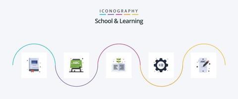 pack d'icônes plat 5 pour l'école et l'apprentissage, y compris. téléphone fixe. connaissances. éducation. livre vecteur