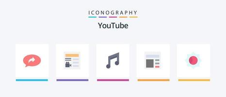 pack d'icônes youtube flat 5, y compris de base. ui. application. basique. musique. conception d'icônes créatives vecteur