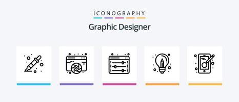 pack d'icônes de la ligne 5 de graphiste, y compris la conception. la créativité. Entreprise. psd. document. conception d'icônes créatives vecteur