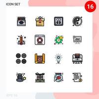 16 icônes créatives signes et symboles modernes de livre de connaissances alimentation yin yin yang éléments de conception vectoriels créatifs modifiables vecteur