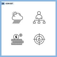 ligne d'interface mobile ensemble de 4 pictogrammes d'investissement dans le nuage public de films solaires éléments de conception vectoriels modifiables vecteur