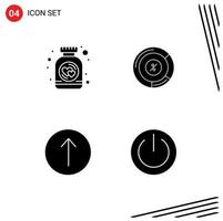 ensemble moderne de 4 pictogrammes de glyphes solides de symboles de bouteille jar chart éléments de conception vectoriels modifiables de base vecteur