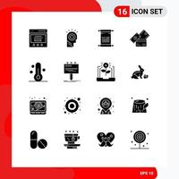 16 icônes créatives signes et symboles modernes de la nature dollar défilement monnaie carte de crédit éléments de conception vectoriels modifiables vecteur
