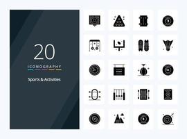 20 icônes de glyphe solide d'activités sportives pour la présentation vecteur