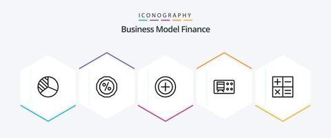 Financer un pack d'icônes de 25 lignes comprenant. . Paiements. mini. calculatrice vecteur