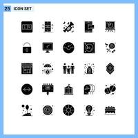 interface mobile ensemble de glyphes solides de 25 pictogrammes d'éléments de conception vectoriels modifiables de commerce mobile d'instrument en ligne graphique vecteur