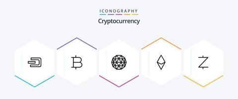 pack d'icônes de 25 lignes de crypto-monnaie, y compris la devise. facture . de l'argent. crypto vecteur