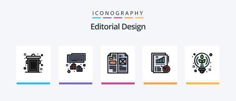 ligne de conception éditoriale remplie de 5 icônes comprenant un outil. la gomme. voir. dessiner. amortir. conception d'icônes créatives vecteur