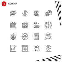 pack de lignes vectorielles modifiables de 16 contours simples de données de batterie indépendantes éléments de conception vectorielles modifiables mondiaux modernes vecteur