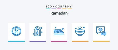 pack d'icônes bleu ramadan 5, y compris la prière. lumière. namaz. lampe. Diwali. conception d'icônes créatives vecteur