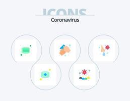 pack d'icônes plat coronavirus 5 conception d'icônes. lavage. mains. transmission. propre. médical vecteur
