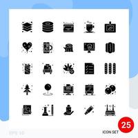 interface mobile glyphe solide ensemble de 25 pictogrammes d'éléments de conception vectoriels modifiables de calendrier de diagnostic par ultrasons vecteur