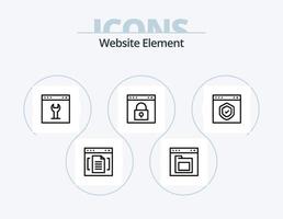 pack d'icônes de ligne d'élément de site Web 5 conception d'icônes. page. le navigateur. le navigateur. alerte. la toile vecteur