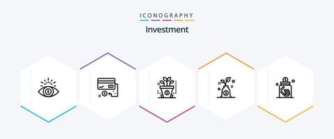 pack d'icônes d'investissement de 25 lignes comprenant un pot. Entreprise. finance. bancaire. croissance vecteur