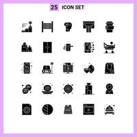 25 pack de glyphes solides d'interface utilisateur de signes et symboles modernes de sac à provisions esprit boisson verre éléments de conception vectoriels modifiables vecteur