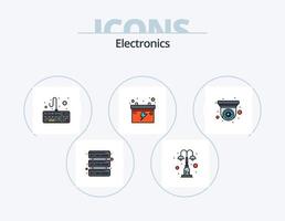 pack d'icônes rempli de ligne électronique 5 conception d'icônes. parc. lumière. l'audio. éléments. les serveurs vecteur