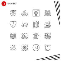 16 contours vectoriels thématiques et symboles modifiables de couple de prix d'amour de poulet éléments de conception vectoriels modifiables pour ordinateur portable vecteur